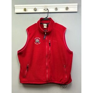 LL‎ Bean Fleece Vest Mens Red USA Biathlon Team Full Zip Outdoor Sport America